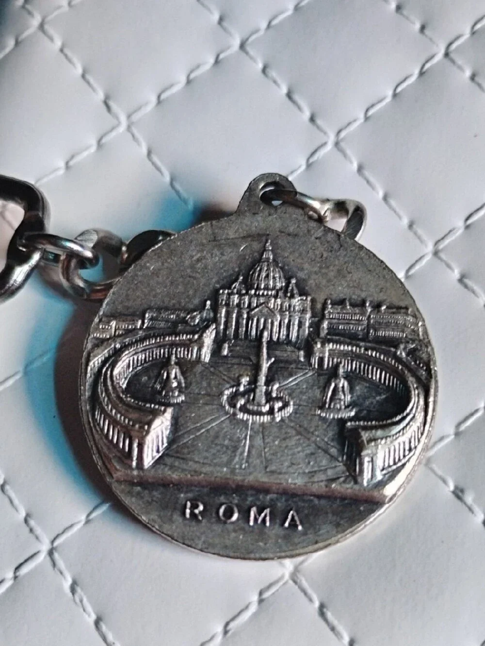 Silver Brush Nickel Religious Medallion Pendant - Gray& Coinage